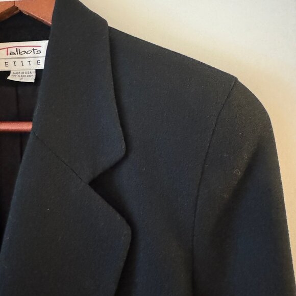 VINTAGE TALBOTS BLACK DOUBLE BREASTED BLAZER MADE IN USA 100% WOOL - Picture 10 of 10